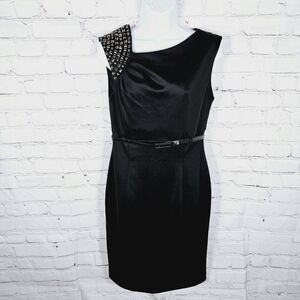R&M Richards Women Special Occasion Black Stretch Dress Size 8